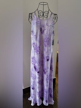 Lavender Floral Slip Dress with Sequin Accent